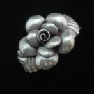 Fine Silver Bracelet Bangle Cuff Vintage Rose & Leaf strap Silber Armband B41