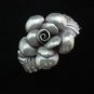 Fine Silver Bracelet Bangle Cuff Vintage Rose & Leaf strap Silber Armband B41