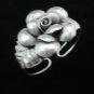 Fine Silver Bracelet Bangle Cuff Vintage Rose & Leaf strap Silber Armband B41