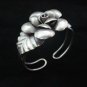 Fine Silver Bracelet Bangle Cuff Vintage Rose & Leaf strap Silber Armband B41