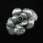 Fine Silver Bracelet Bangle Cuff Vintage Rose & Leaf strap Silber Armband B41