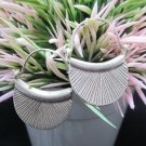 Thai Hill Tribe Earrings Pure Silver Ethnic Tribal Curved Hoop R518