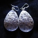 Thai Hill Tribe Earrings Fine Silver Kuchi Autumn leaf with black dot E96