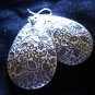 Thai Hill Tribe Earrings Fine Silver Kuchi Autumn leaf with black dot E96