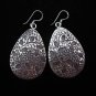 Thai Hill Tribe Earrings Fine Silver Kuchi Autumn leaf with black dot E96