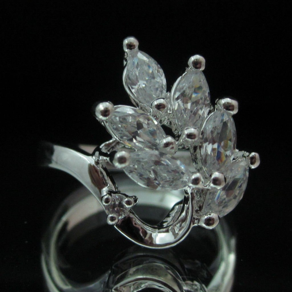 Fashion Brass Ring Size 7 Precious Woman White CZ Charm Wedding anello ringe 10