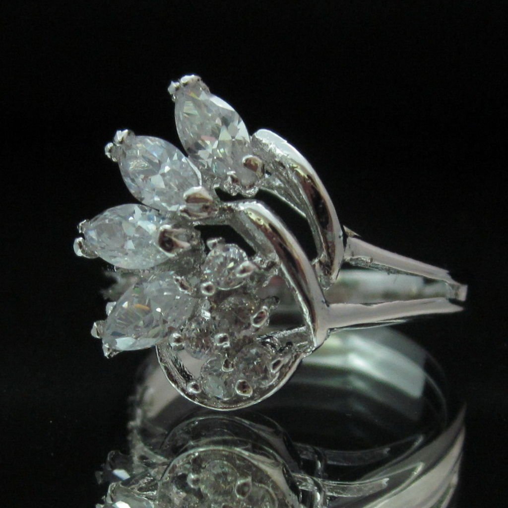 Fashion Brass Ring Size 7 Precious Woman White CZ Charm Wedding anello ringe 11