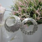 Thai Hill Tribe Earrings Pure Fine Silver Ethnic Round Olive Winner Theme  R535