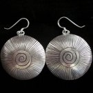 Thai Hill Tribe Earrings Fine Silver with scratch and spiral center new