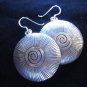 Thai Hill Tribe Earrings Fine Silver with scratch and spiral center new