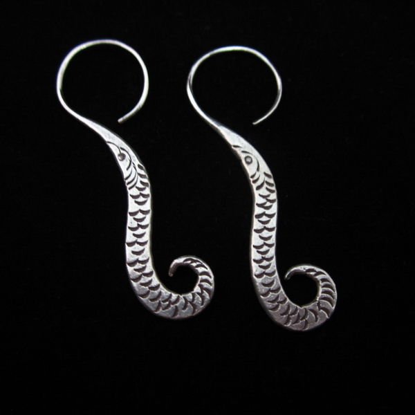 Thai Hill Tribe Earrings Fine Silver Fancy Shrimp Ohrringe Silber Schmuck ER151