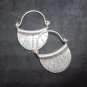 Thai Hill Tribe Earrings Pure Fine Silver Ethnic Big Curved Hoops Dots R525