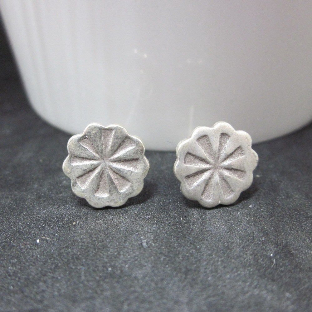 Thai Hill Tribe Stud Earrings Pure Fine Silver Ethnic Fan Clasp Unisex R527