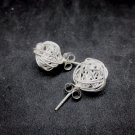 Thai Hill Tribe Stud Earrings Pure Silver Ethnic Tribal Knit Balls R519
