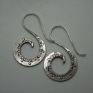 Thai Hill Tribe Earrings Pure Fine Silver Ethnic Hooks Sea wave Theme R538