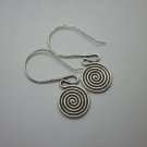 Thai Hill Tribe Earrings Pure Fine Silver Ethnic Spiral Curly Hooks R537