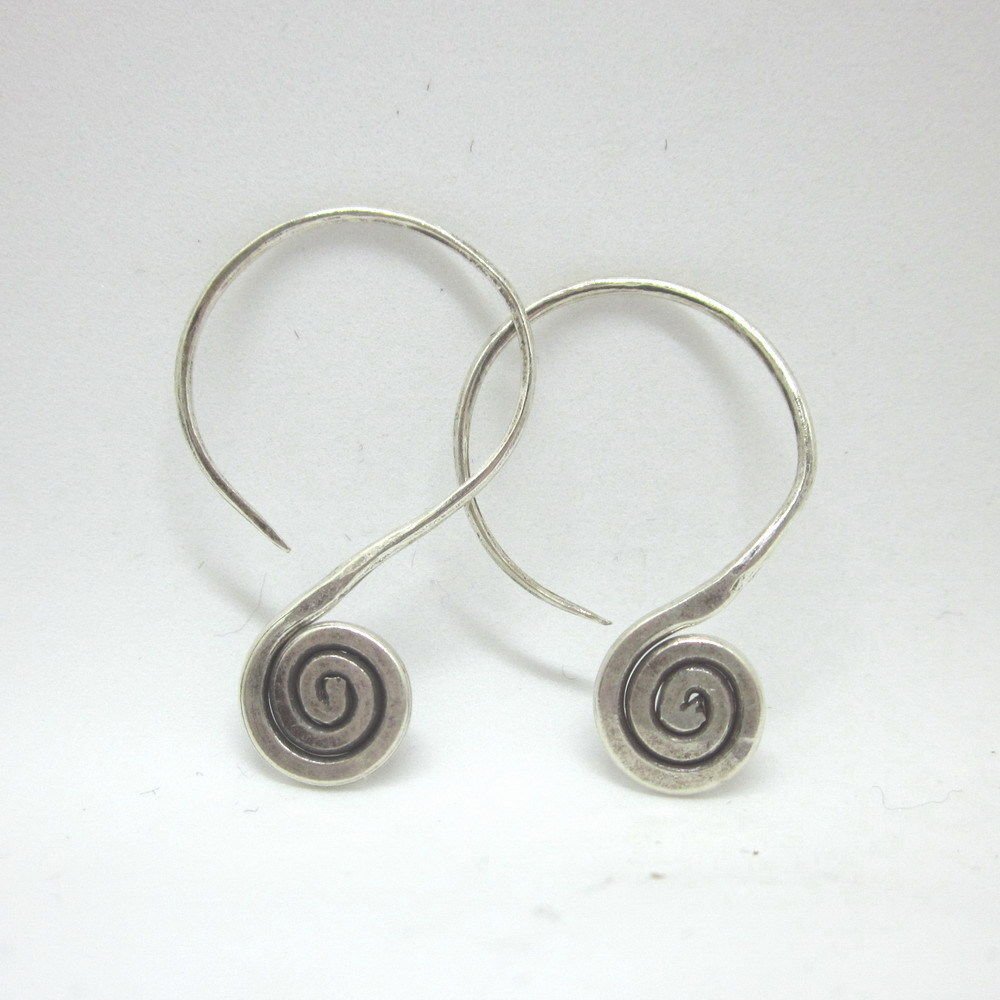 Fine Silver Earrings Karen Vintage Fashions Dangle Cute Spiral Coils CS18125943