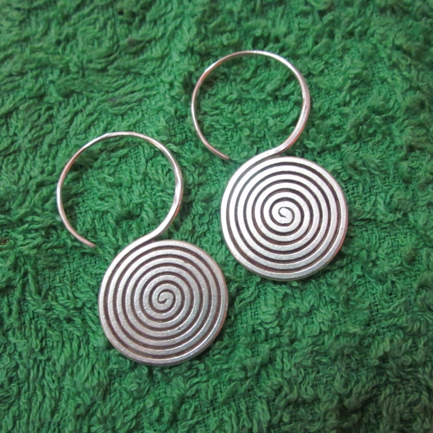 Fine Silver Earrings Hill Tribe Karen Fashions Dangle Big Spiral Roll CS51259244