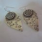 Thai Hill Tribe Earrings Fine Silver Spiral Flower engrave Vintage
