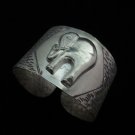 Fine Silver Bracelet Bangle Cuff Vintage Elephant Thai craft Silber Armband B35