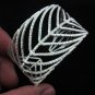 Fine Silver Bracelet Bangle Cuff Vintage Dried Leaf White Silber Armband B37