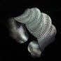 Fine Silver Bracelet Bangle Cuff Vintage Zigzag Leaf wave Silber Armband B36