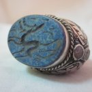 Islamic Ring 925 Sterling Silver Muslim Snake Antique engraved Lapis mens