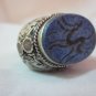 Islamic Ring 925 Sterling Silver Muslim Snake Antique engraved Lapis mens