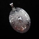 Hill Tribe Pure Fine Silver Pendants Lotus Oval Theme Ethnic Asian Craft