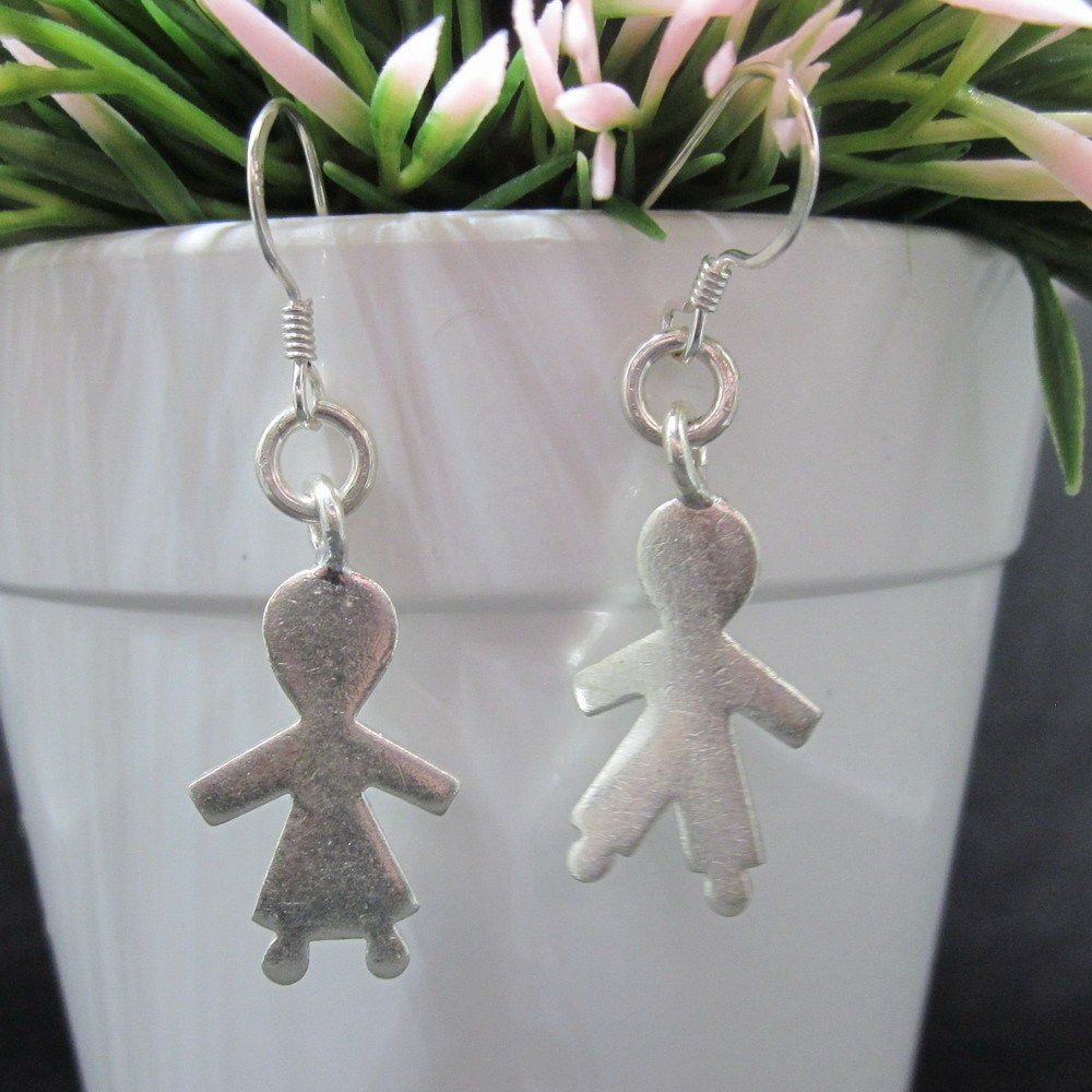 Thai Hill Tribe Earrings Pure Silver Ethnic Lovely Couple Date Kids R514