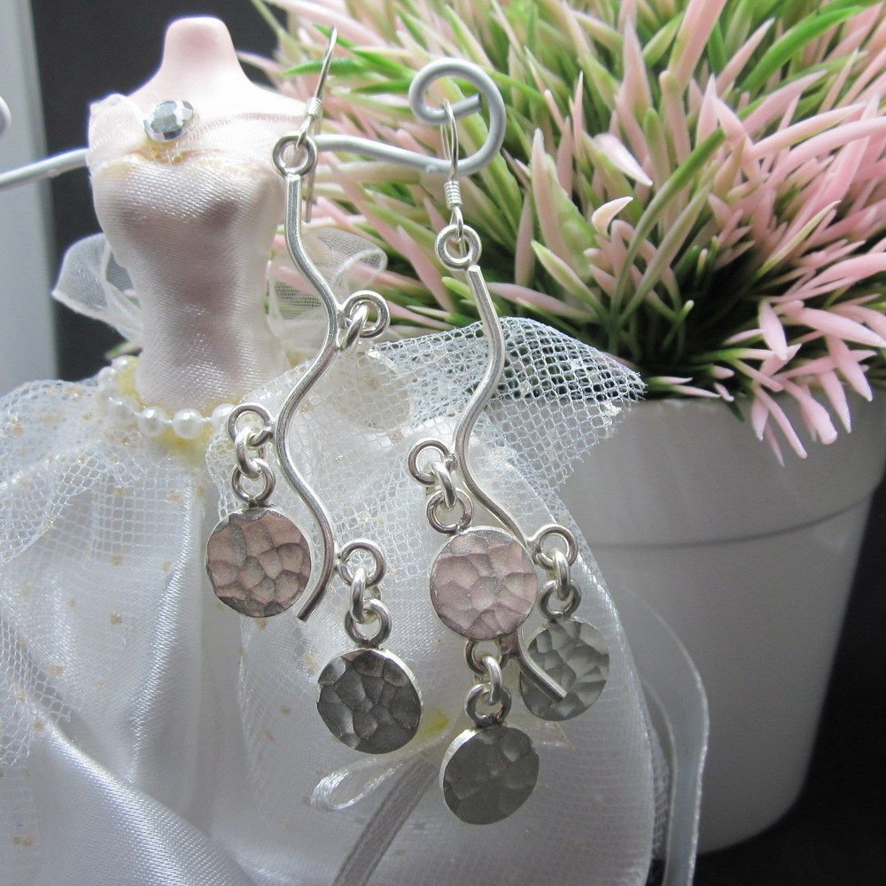 Thai Hill Tribe Earrings Pure Silver Ethnic Elegant Chandelier Party R515