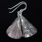 Thai Hill Tribe Earrings Fine Silver Handmade tube shape spiral flower Asian Art