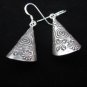Thai Hill Tribe Earrings Fine Silver Handmade tube shape spiral flower Asian Art
