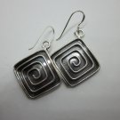 Orecchini d'argento Hill Tribe Fine Sterling Silver Earring Spiral Square spruce