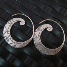 Thai Hill Tribe Earrings Fine Silver argento orecchini Deluxe Hoop Roll Engraved