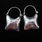 Thai Hill Tribe Earrings Fine Silver Purse shaped Square Hoops Gorgeous Tribal
