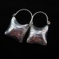 Thai Hill Tribe Earrings Fine Silver Purse shaped Square Hoops Gorgeous Tribal