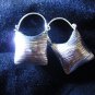 Thai Hill Tribe Earrings Fine Silver Purse shaped Square Hoops Gorgeous Tribal