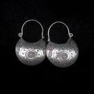 Thai Hill Tribe Earrings Fine Silver Bali Style Huggie Boho Bag shape Tribal
