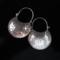 Thai Hill Tribe Earrings Fine Silver Bali Style Huggie Boho Bag shape Tribal