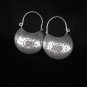 Thai Hill Tribe Earrings Fine Silver Bali Style Huggie Boho Bag shape Tribal