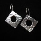 Thai Hill Tribe Earrings Fine Silver Ohrringe Silber Schmuck Hammer Square Hook