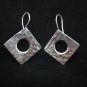 Thai Hill Tribe Earrings Fine Silver Ohrringe Silber Schmuck Hammer Square Hook