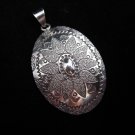 Hill Tribe Pure Fine Silver Pendants Lotus Oval shape Ethnic Asian Handcrafted