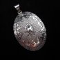 Hill Tribe Pure Fine Silver Pendants Lotus Oval shape Ethnic Asian Handcrafted