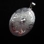Hill Tribe Pure Fine Silver Pendants Lotus Oval shape Ethnic Asian Handcrafted