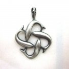 Pendant Ciondolo Anhänger Vintage Four Dolphins Fish Celtic Knot Handcraft Arts