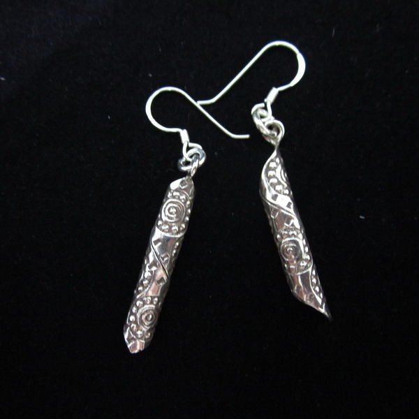 Hill Tribe Fine Silver Earrings thai karen tribal boho tube ER139 Tube Charming