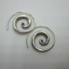 Thai Hill Tribe Earrings Pure Silver Ethnic Roll Spiral Hammered Finished Round