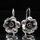 Thai Hill Tribe Earrings Fine Pure Silver Hook Flower Rose Ohrringe الأقراط